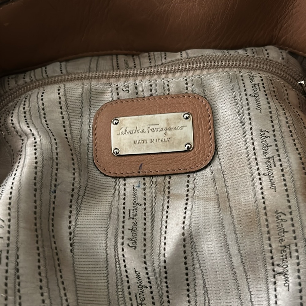 Salvatore Ferragamo Tan Leather Tote with Silver Gancini Accent - Picture 10 of 14